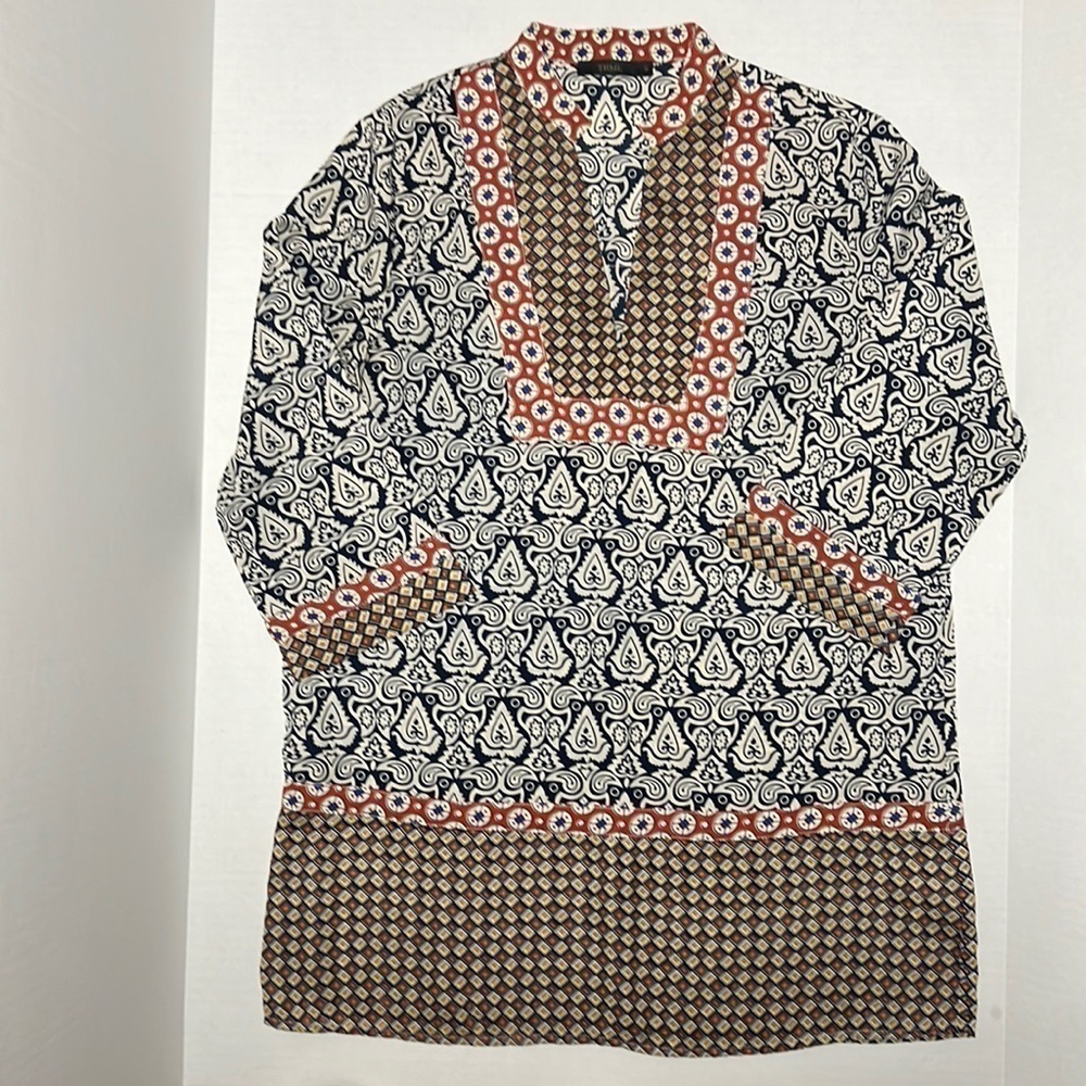 THML Anthropologie Womens Multicolored Boho V-Neck Tunic Top Size S